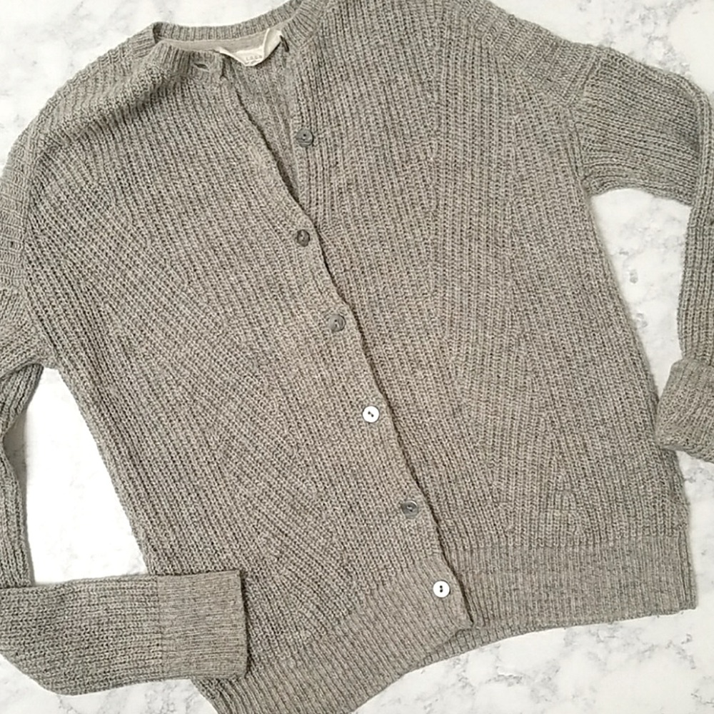 Cozy gray rib knit L.O.G.G. Cardigan